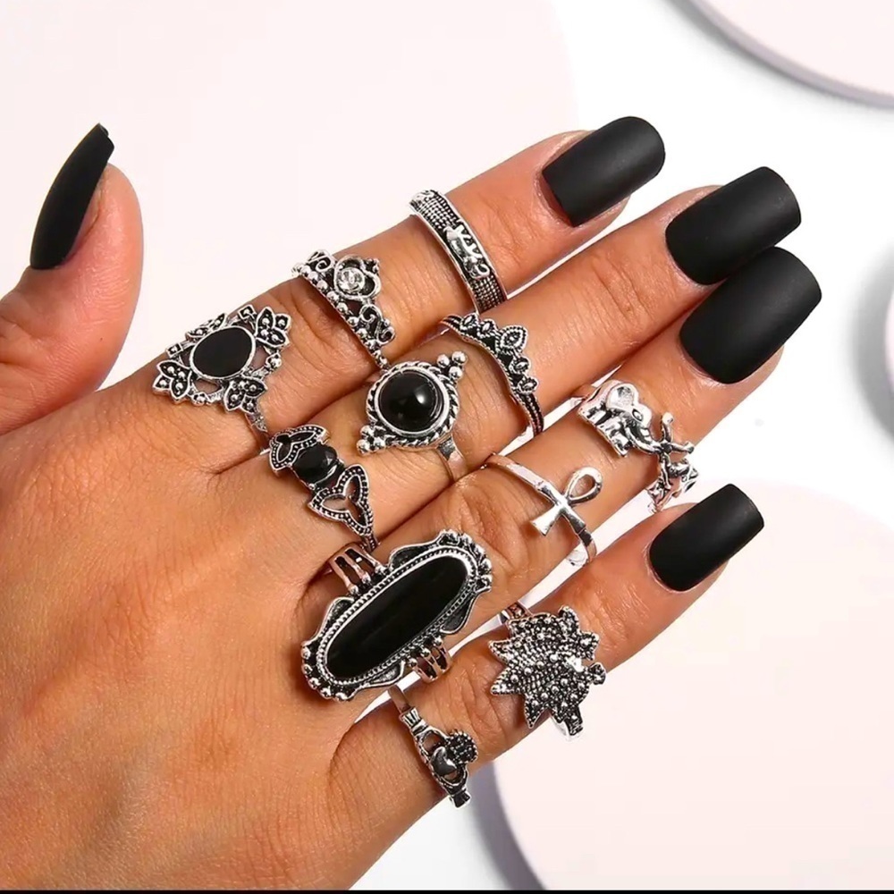 3 For $35 Bohemian Silver Tone Statement Ring Set 11 Rings Total